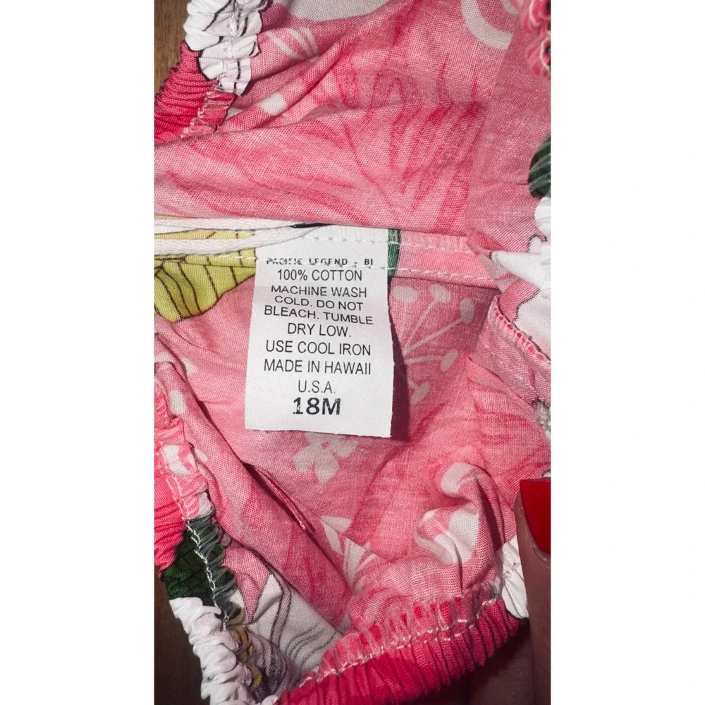 Pacific Legend Aloha Cotton Girls Cabana‎ Set 18M Pink Floral Made in Hawaii